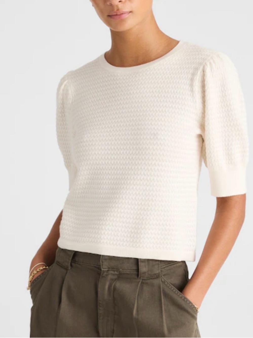 MADEWELL Merino Wool-Silk Blend Puff-Sleeve Sweater Tee